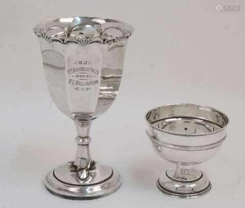 A silver trophy cup with scroll border, Birmingham, 1920, He...
