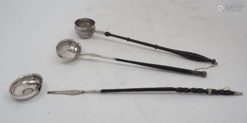 Three toddy/punch ladles, comprising; one with twisted balee...