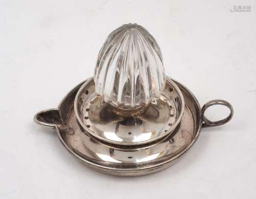 A German lemon squeezer, stamped 900, with glass upper secti...