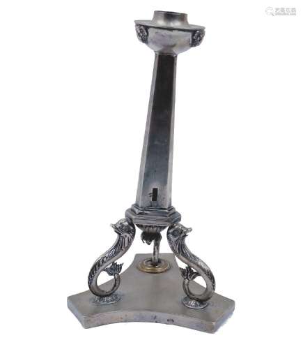 A Continental white metal candlestick, 19th century, the tap...