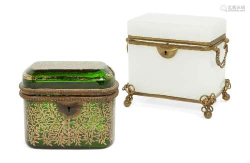 Two Continental glass caskets, late 19th/early 20th century,...