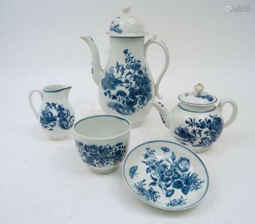 A group of Worcester blue and white porcelain, 18th century,...
