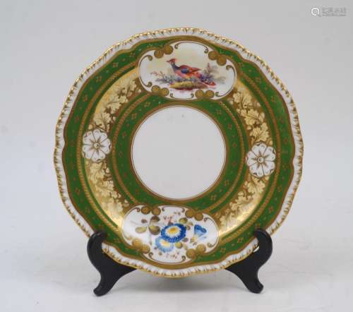A New Hall Pottery side plate, circa 1810, decorated with vi...