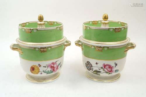 A pair of Bloor Derby ice pails and covers, early to mid 19t...