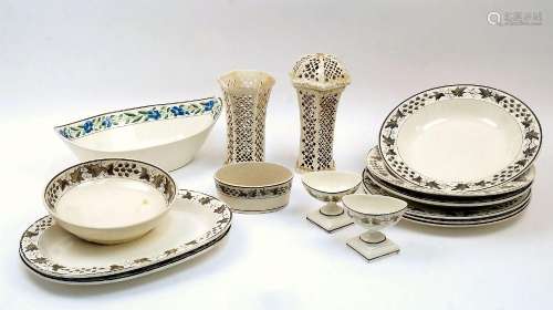 A group of enamelled creamware dinnerwares, early 19th centu...