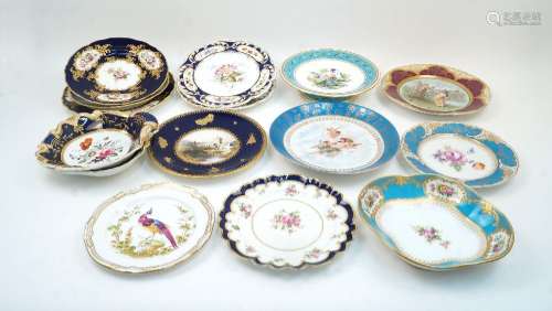 A group of British porcelain plates and dishes to include: a...