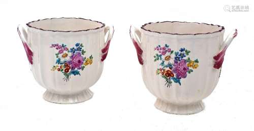 A pair of Chantilly porcelain two-handled seaux, c.1755, iro...