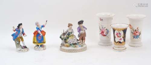 A Vienna porcelain figure group of a piper with a girl and g...