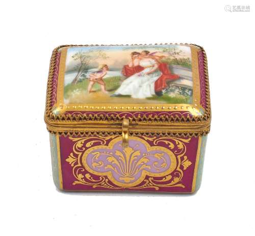 A Vienna porcelain and ormolu mounted box, late 19th/early 2...