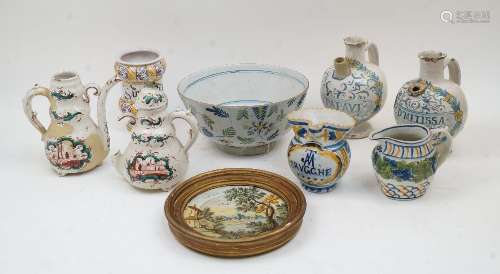 A group of Continental ceramics, to include: two Italian mai...