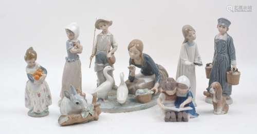 A group of seven Lladro porcelain figures, 20th century, to ...