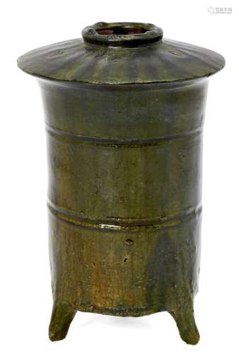 A Chinese terracotta green glazed granary jar, Han dynasty, ...