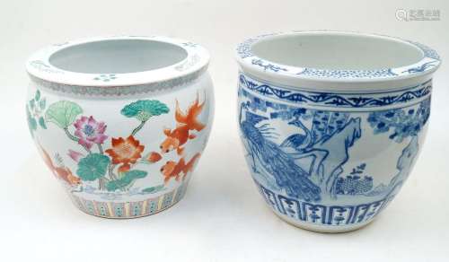 A Chinese blue and white jardinière, 20th century, decorated...