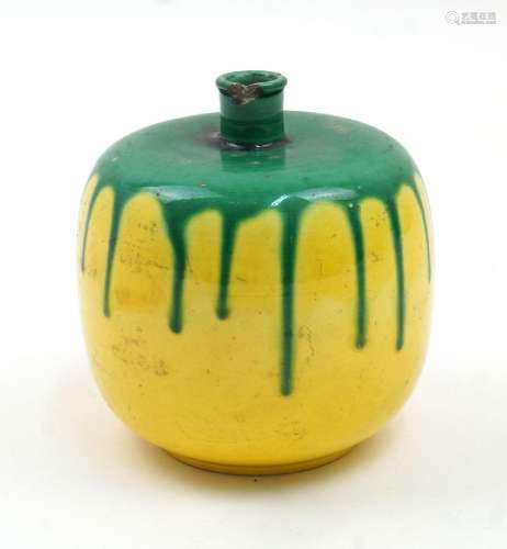 A yellow and green glazed vase, possibly Chinese, 19th centu...