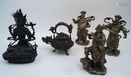A collection of Chinese Buddhist bronze figures together wit...