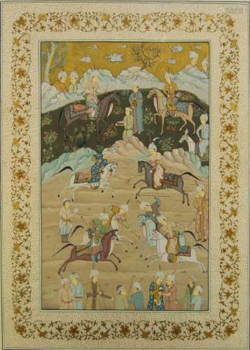 Persian School, mid-late 20th century, Courtly polo game; op...