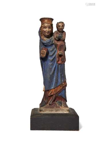 A North European polychrome wood statue of the Virgin and Ch...