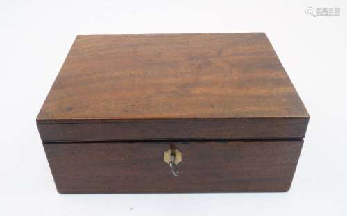A Victorian mahogany work box, with paper label for `R. Rich...