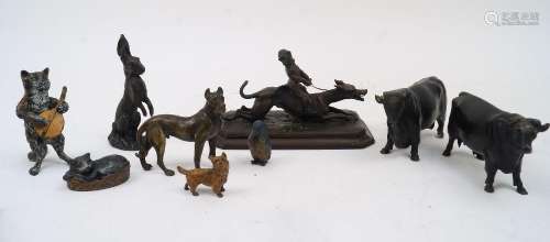 A group of Austrian bronze and spelter animals, first half 2...