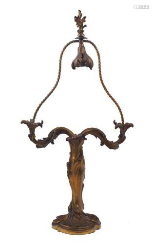 A French gilt-bronze twin branch table lamp, by Eugene Leliè...
