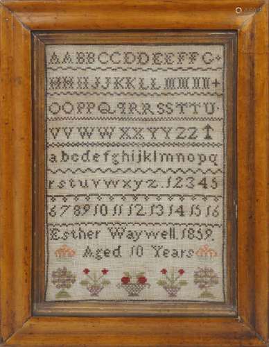 A Victorian alphabet sampler, worked by Esther Waywell, Aged...