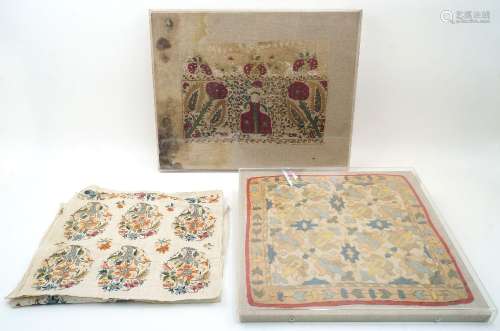 Three needlework embroideries, late 19th/early 20th century,...
