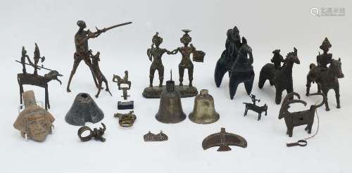 A quantity of small African metalware sculptures and artifac...