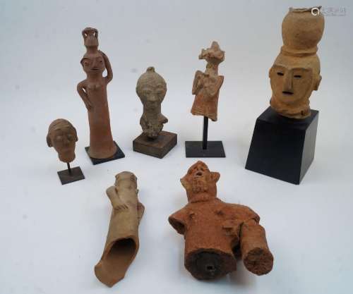 A quantity of fragmentary African terracotta figures and bus...