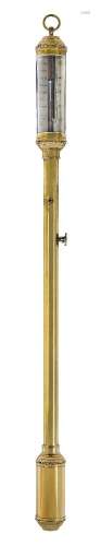 A Portuguese brass marine stick barometer, R.N. Desterro, Li...