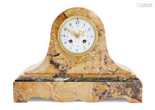 A Sienna marble mantle clock, second half 19th century, the ...