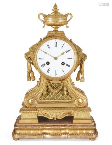 A French gilt-bronze mantle clock, 19th century, the ormolu ...