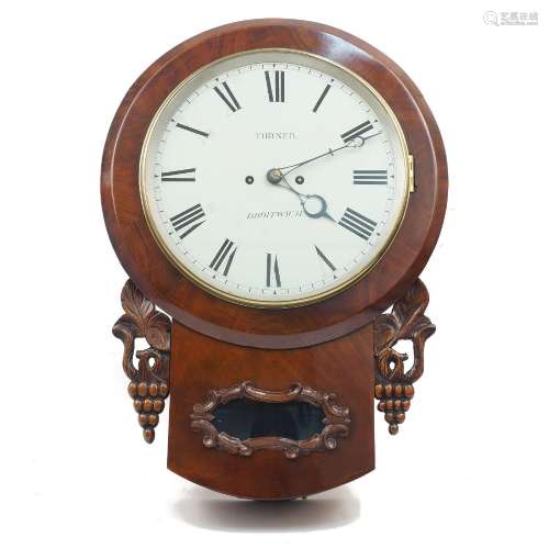 A Victorian mahogany twin fusee drop dial wall clock, the ma...