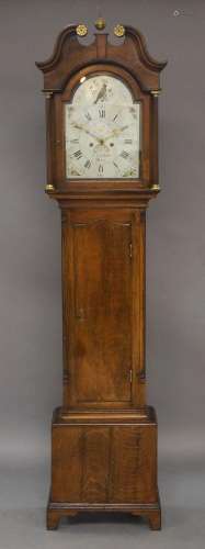 A George III oak cased long case clock, by I. Lambert, Haxey...