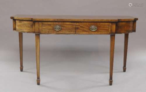 A George III mahogany sideboard, ebony inlaid, with two draw...