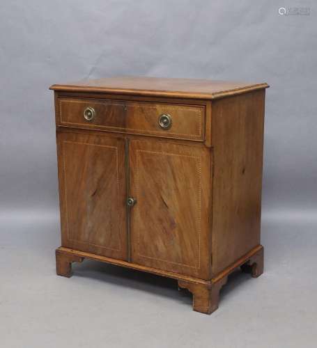 A George III mahogany side cabinet, ebony and boxwood strung...