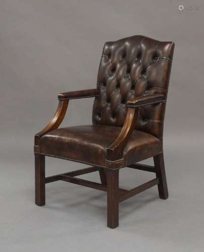 A George III style mahogany Gainsborough armchair, 20th cent...