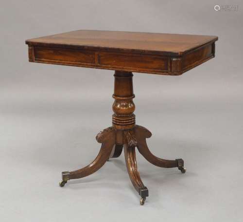 A Regency mahogany side table, rosewood crossbanding, with t...