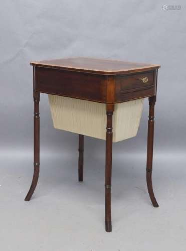 A Regency mahogany worktable, the rectangular top with round...