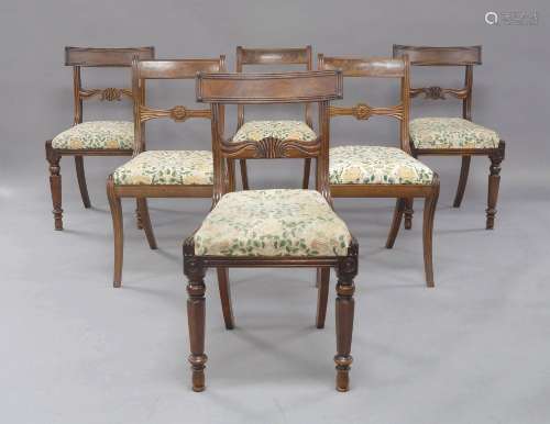 A Harlequin set of six Regency mahogany dining chairs, to in...