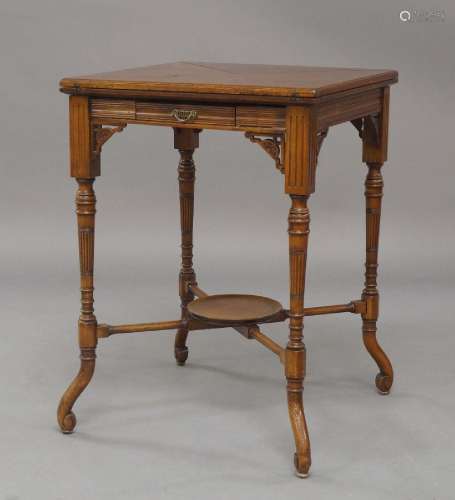 A Victorian Aesthetic mahogany envelope card table, with sin...