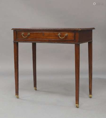 A mahogany side table, 19th century and later, with single d...