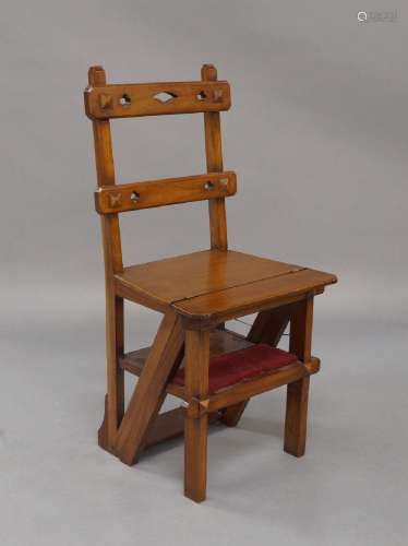 An Arts and Crafts mahogany metamorphic chair/steps, late 19...