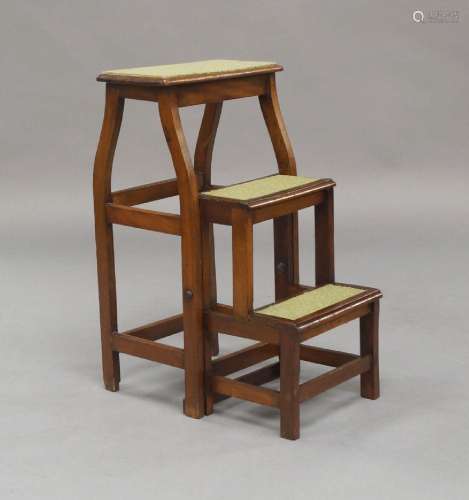 An early 20th century mahogany metamorphic stool/steps, 71cm...