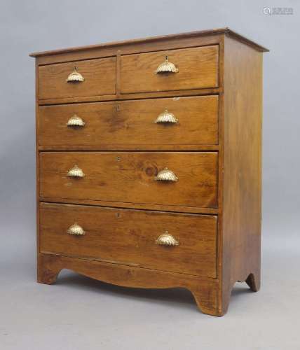 A pine chest of drawers, early 20th century, two short over ...