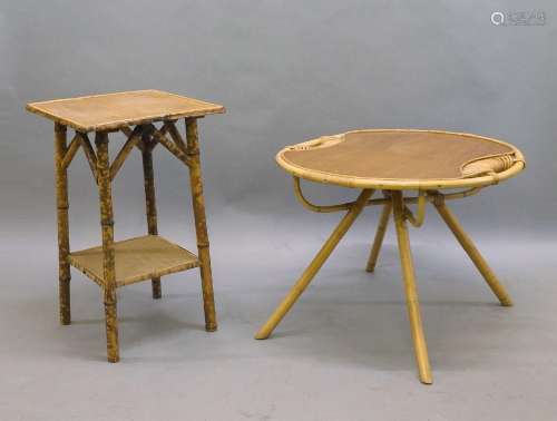 A bamboo and oak coffee table, 20th century, 52cm high, 68cm...