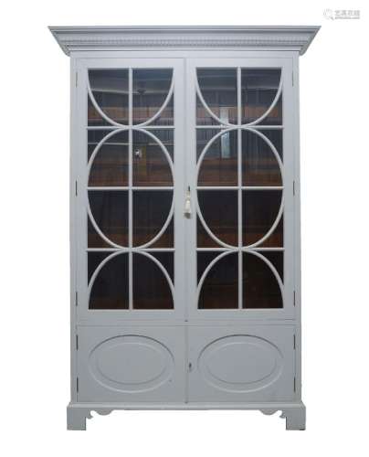 A modern white painted larder cabinet, from Chalon with step...