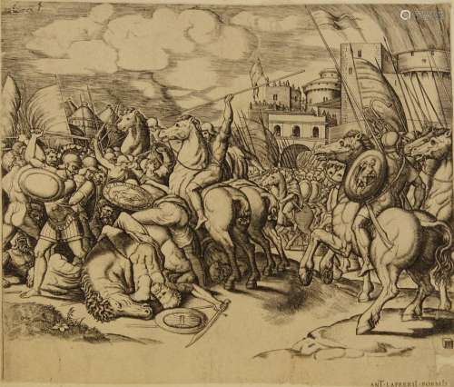 Antonio Lafreri, Burgundian, 1512-1577- Battle scene; engrav...