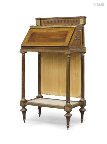 A French mahogany travelling desk, circa 1800, the removable...