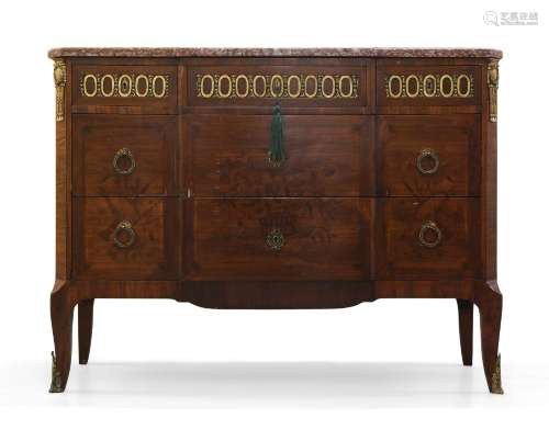 A French Louis XVI style marquetry inlaid king wood breakfro...