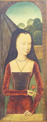 After Hans Memling, Flemish c.1433-1494- Lady with a pink; r...